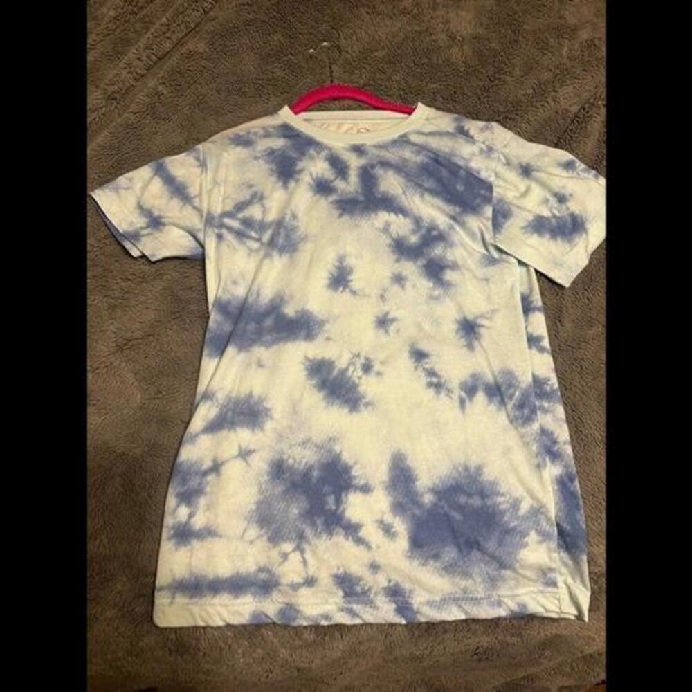 Blue and White Tie-Dye T-Shirt - Size XS